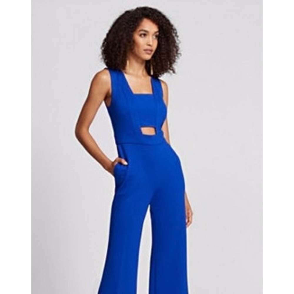 Gabrielle Union NY&C Royal Blue Cutout Wide Leg Sleeveless Jumpsuit XL